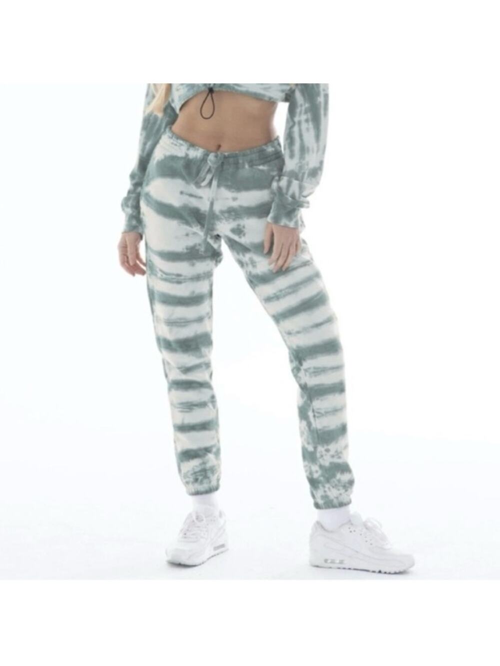 TALENTLESS Sweatpants Womens Small Tiger Wash Blue Spruce Tie Dye Stripe Cotton